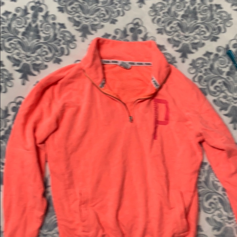 Hot pink Victoria secret PINK half zip sweatshirt